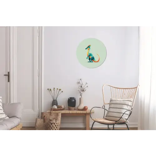 Staart - Dino - Minimalistisch - Blauw Wandcirkel aluminium klein -woonkamer