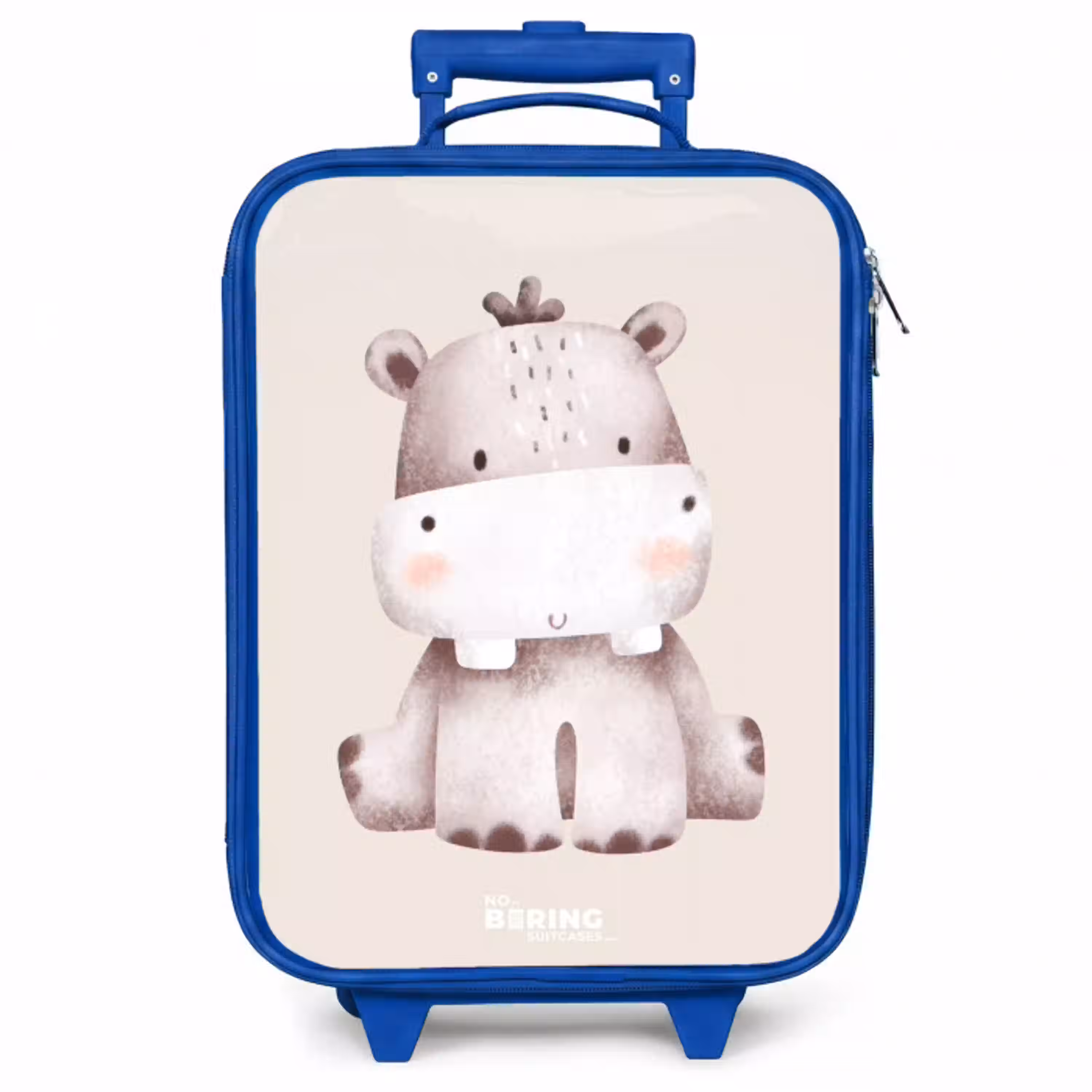 Nijlpaard op beige achtergrond illustratie Kinderkoffer - Blauw klein -zzz_website3d
