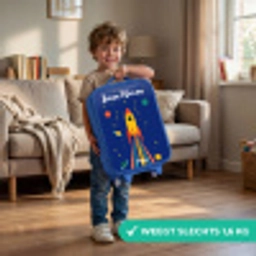Raket - Sterren - Planeet - Ruimte Kinderkoffer - Blauw klein -sfeer2_NL