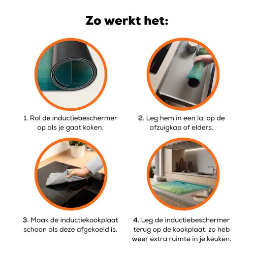 Bootje - Water - Bladeren - Bloesems Inductie beschermer vinyl 3mm klein -zzzzzzz-td-werking