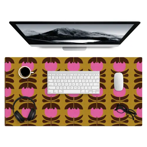 Abstract - Bloemen - Roze Muismat XXL klein 681 -3d