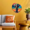 Olifant - Kleurrijk - Lucht - Abstract Wandcirkel Organisch Forex 3mm klein -sfeer4