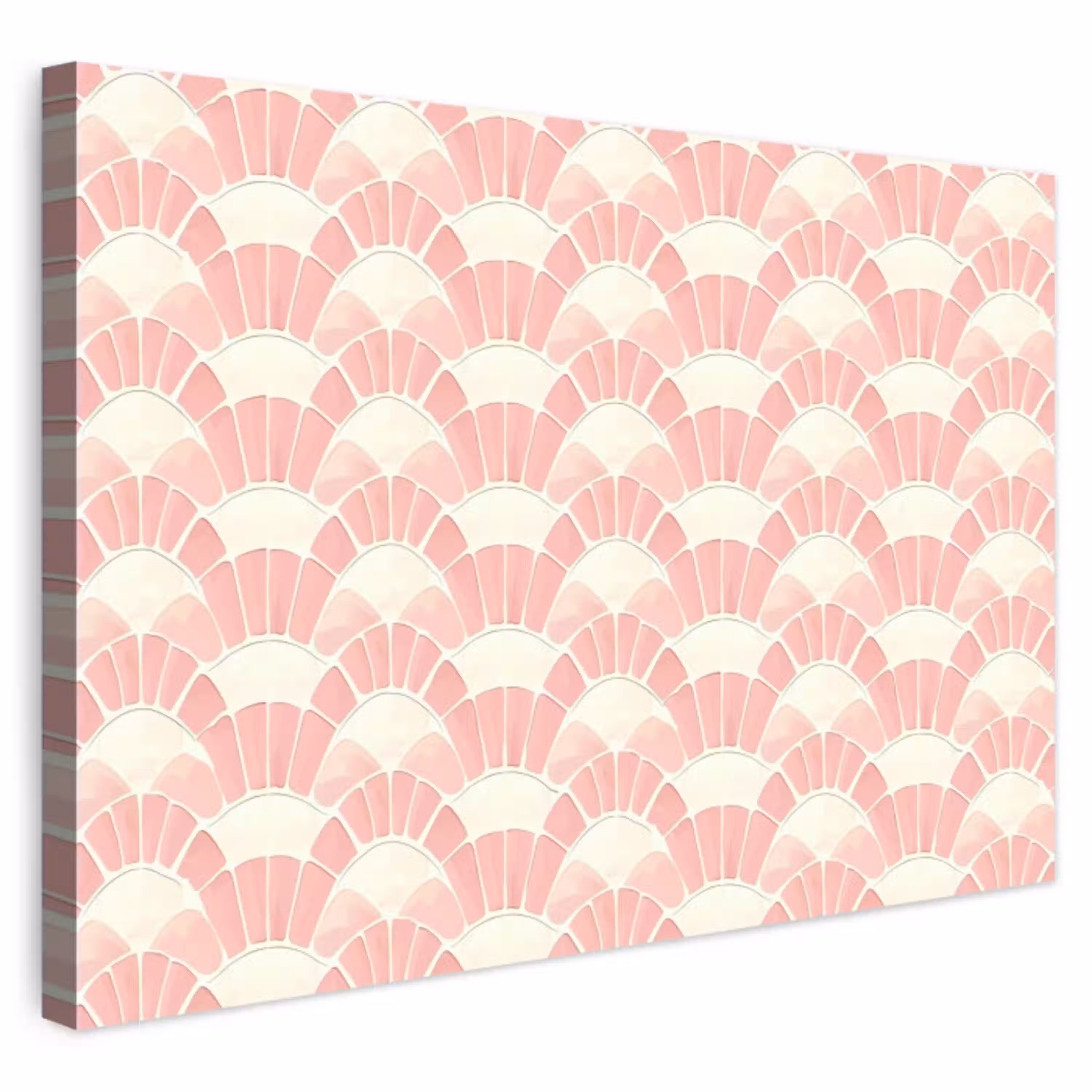 Roze - Waaiers - Mozaïek - Patroon Tuinposter op houten frame 2 cm dik klein 845 -3d