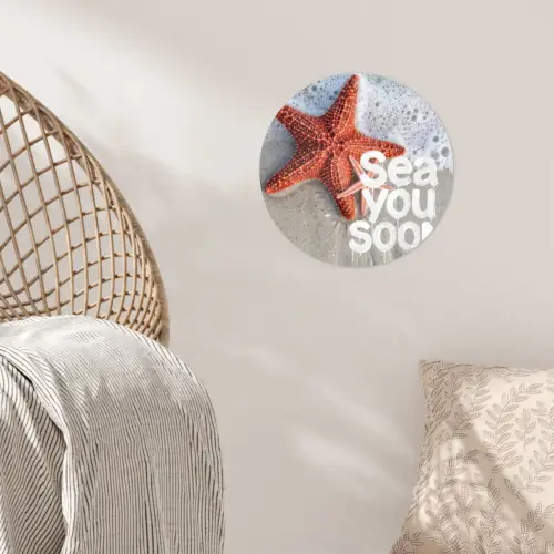 Sea you soon - Zeester - Zee Wandcirkel behangsticker klein -sfeer4