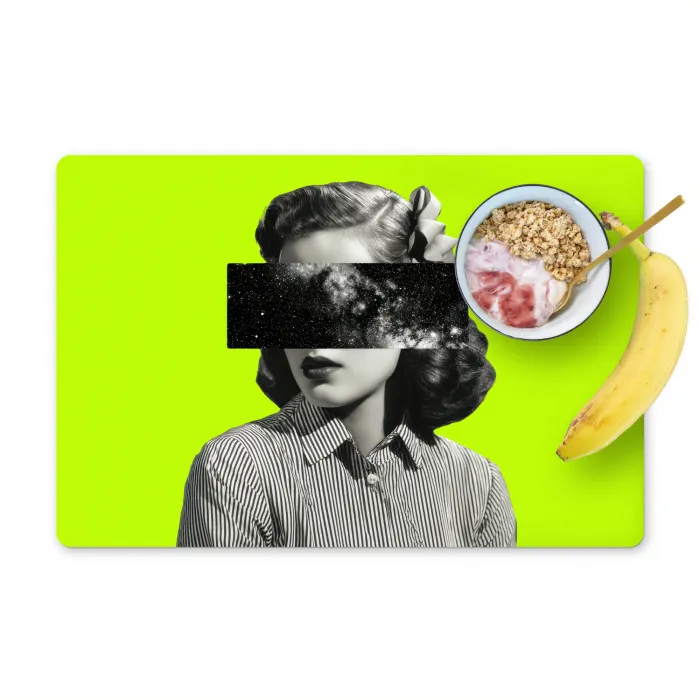 Vrouw - Sterrenhemel - Groen Placemat vinyl groot -zzzproduct_Kitchenyeah-website