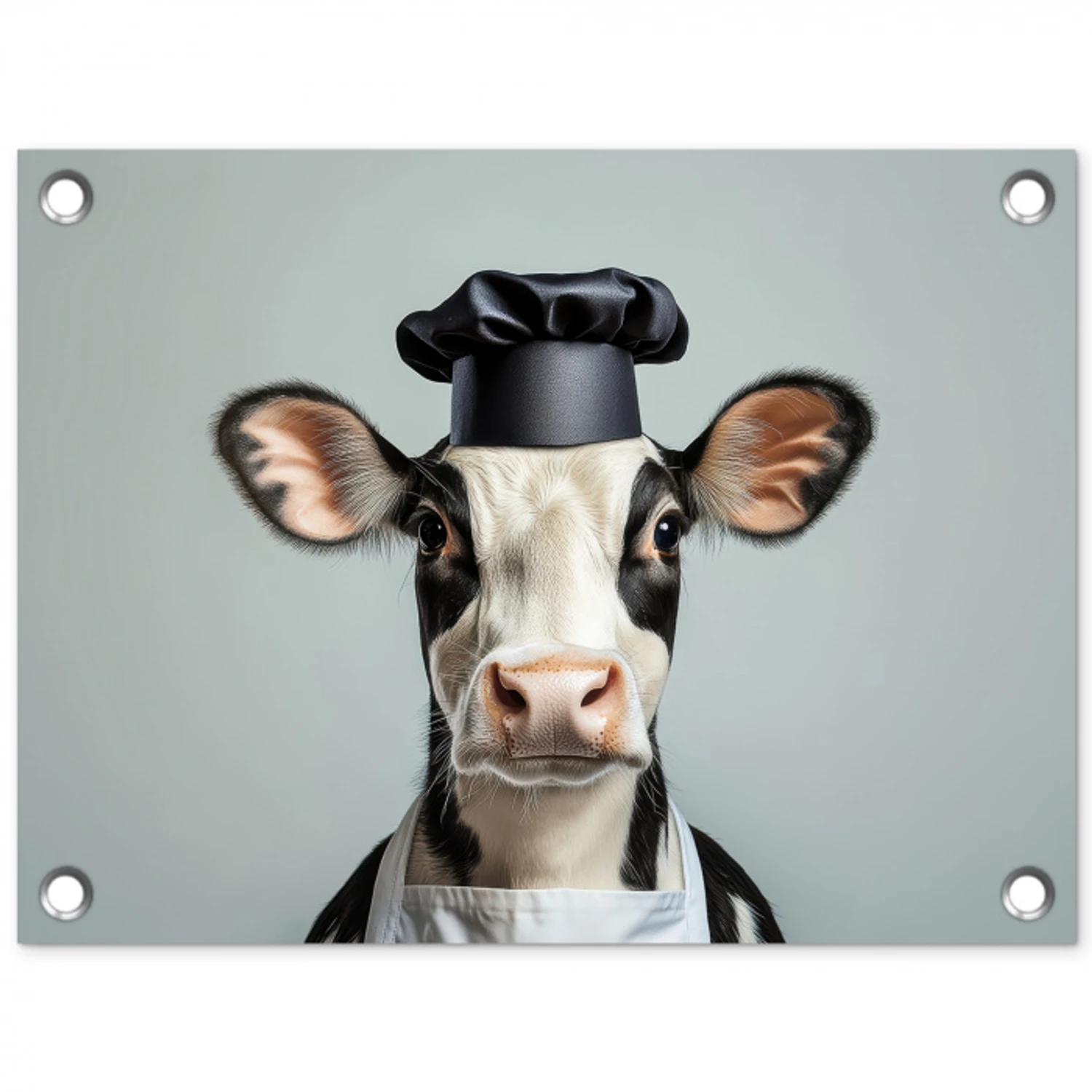 Koe - Zwart - Wit - Kok tuinposter los doek klein -3d