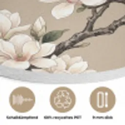 Oosters - Vogels - Beige Akoestische PET Vilt - Rond klein -closeup_DE