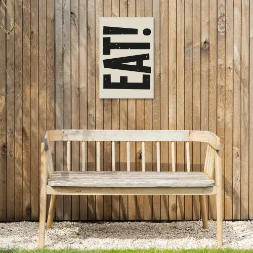 Eten - zwart - Japandi - Wit Tuinposter op houten frame 2 cm dik klein -sfeer4