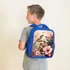 Vogels met roze bloemen Kinderrugzak - Blauw middel -sfeer2