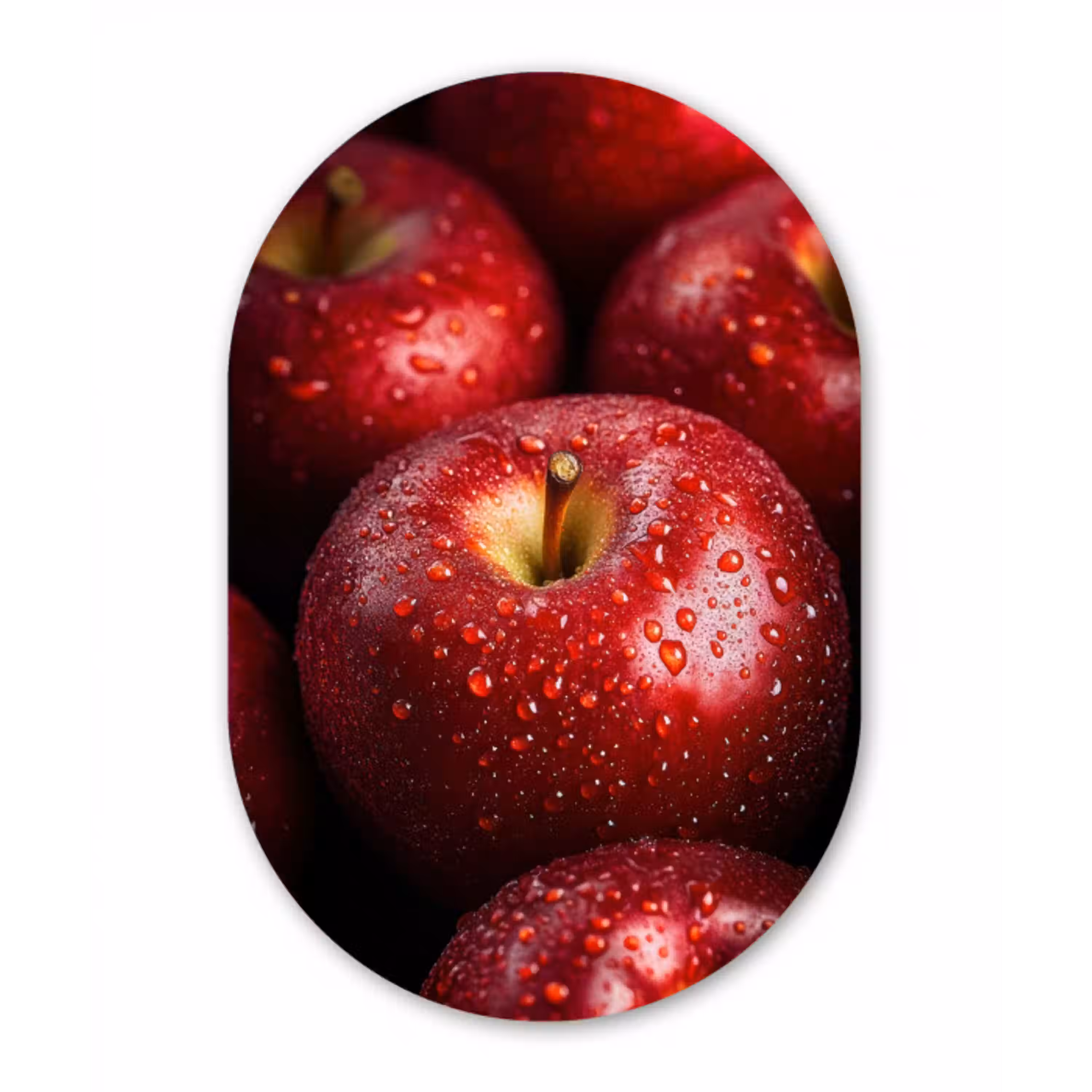 Rood - Appels - Fruit Wandcirkel Ovaal Aluminium middel -3d