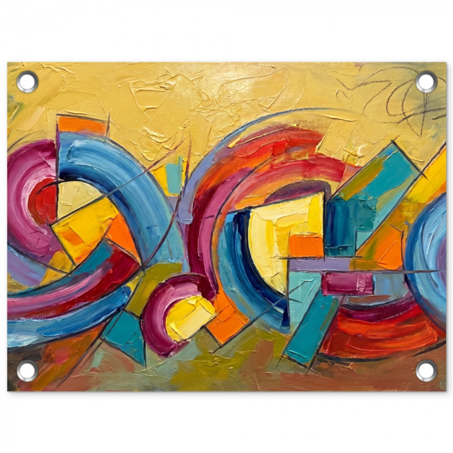 Abstract - Cirkels - Schilderij - Kleurrijk - Dynamisch tuinposter los doek klein -3d
