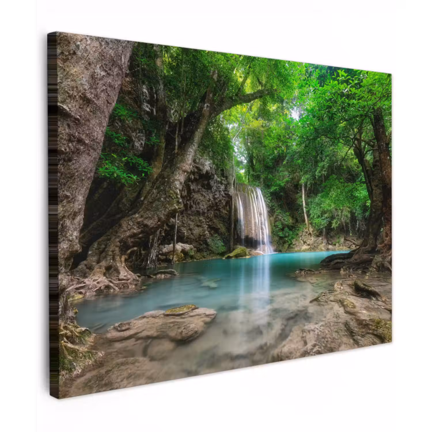 Canvas schilderij - Jungle - Waterval - Planten - Water - Natuur