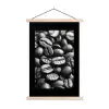 Koffiebonen - Zwart - Vintage textielposter latten blank klein -3d