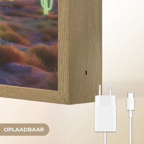 Neon cactussen - Woestijn - Zonsondergang Light Box met batterij (Wandlamp) middel -USP_websiteoplaadbaarNL