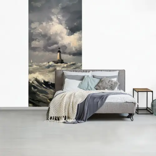 Vuurtoren - Golven - Storm fotobehang vinyl groot -slaapkamer
