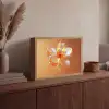 Glazen - Bloem - Oranje Light Box met batterij (Wandlamp) middel -sfeer2
