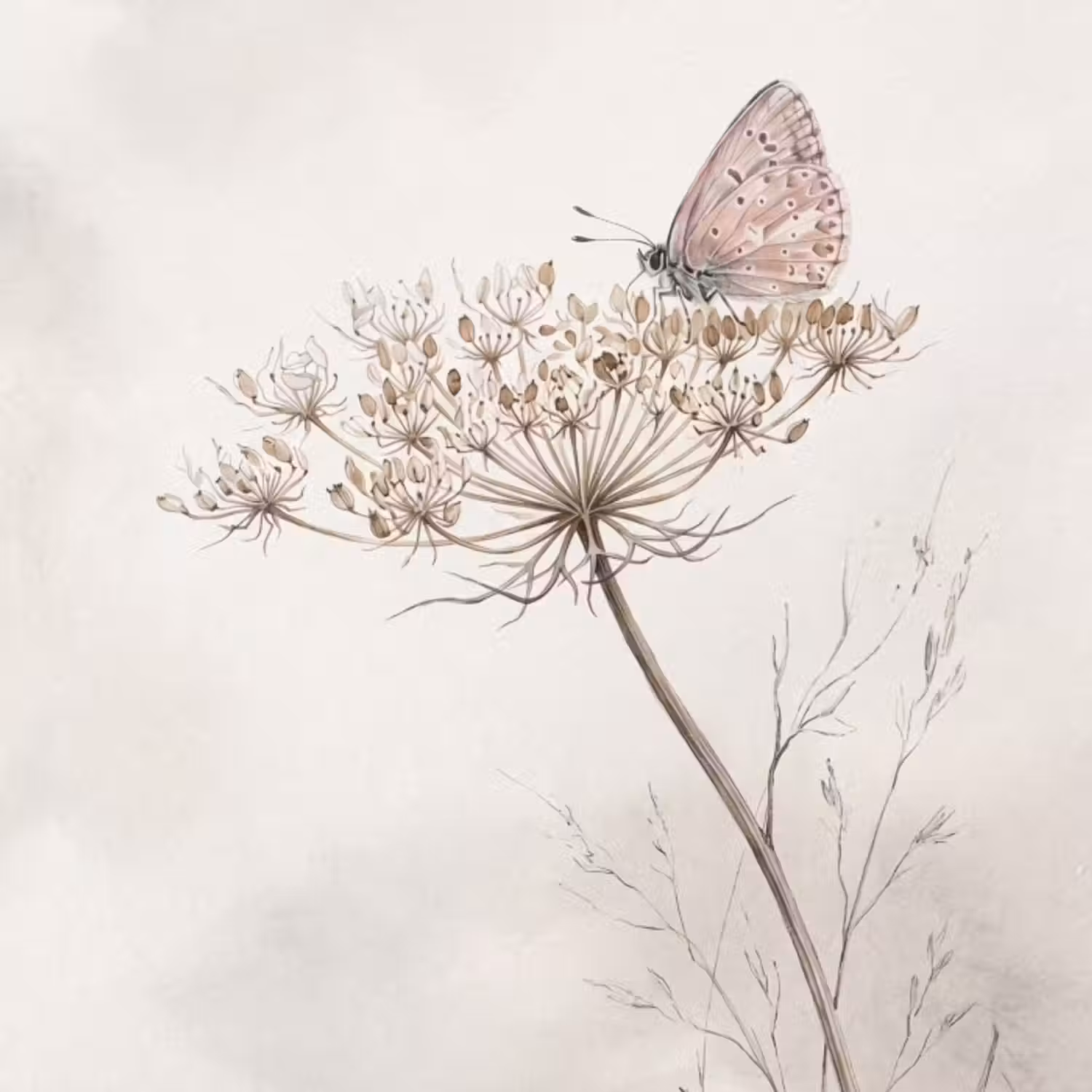 Tapete - Schmetterling - Blume - Natur - Beige