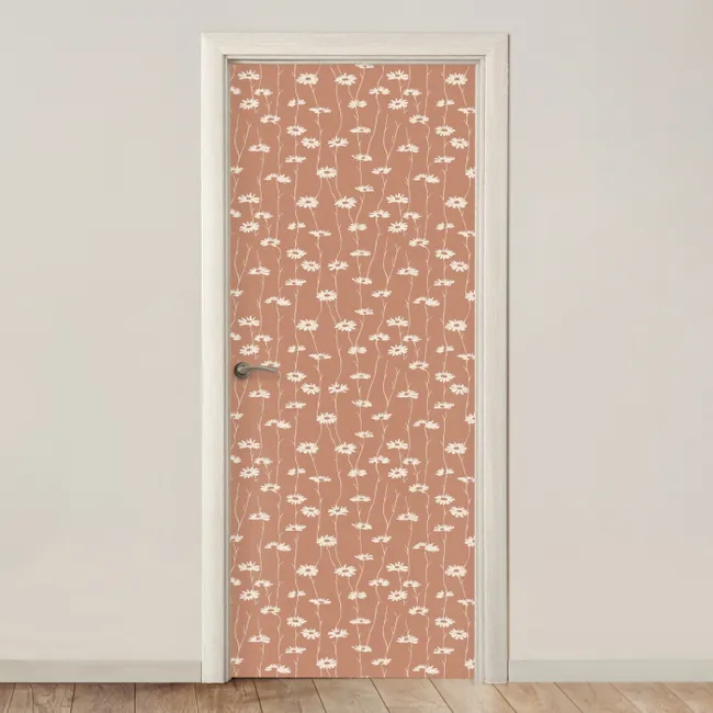 Deursticker met naam - Madeliefjes - Subtiel - Terracotta