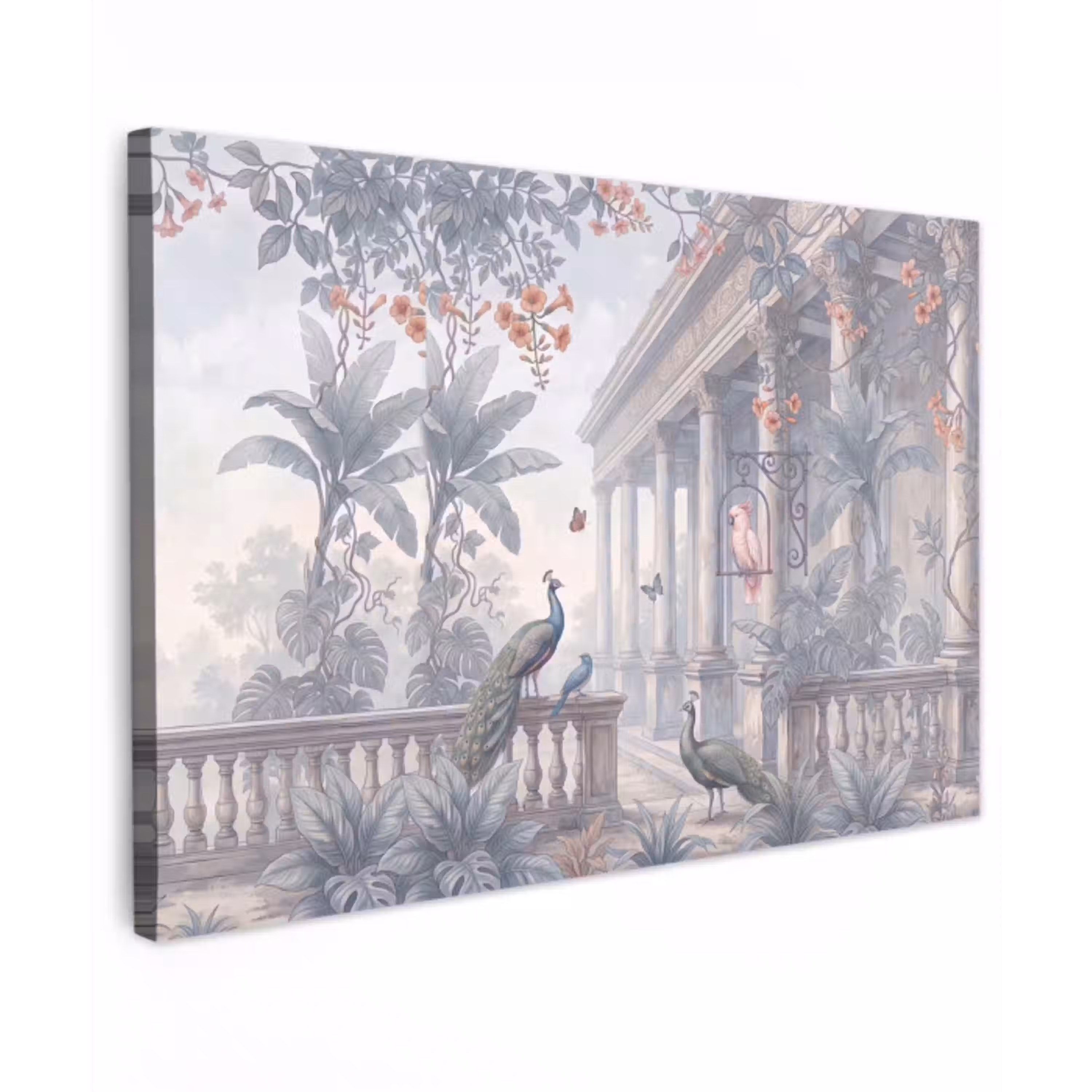 Vogel - Pauw - Architectuur - Klassiek - Groen Tuinposter op houten frame 2 cm dik klein -3d
