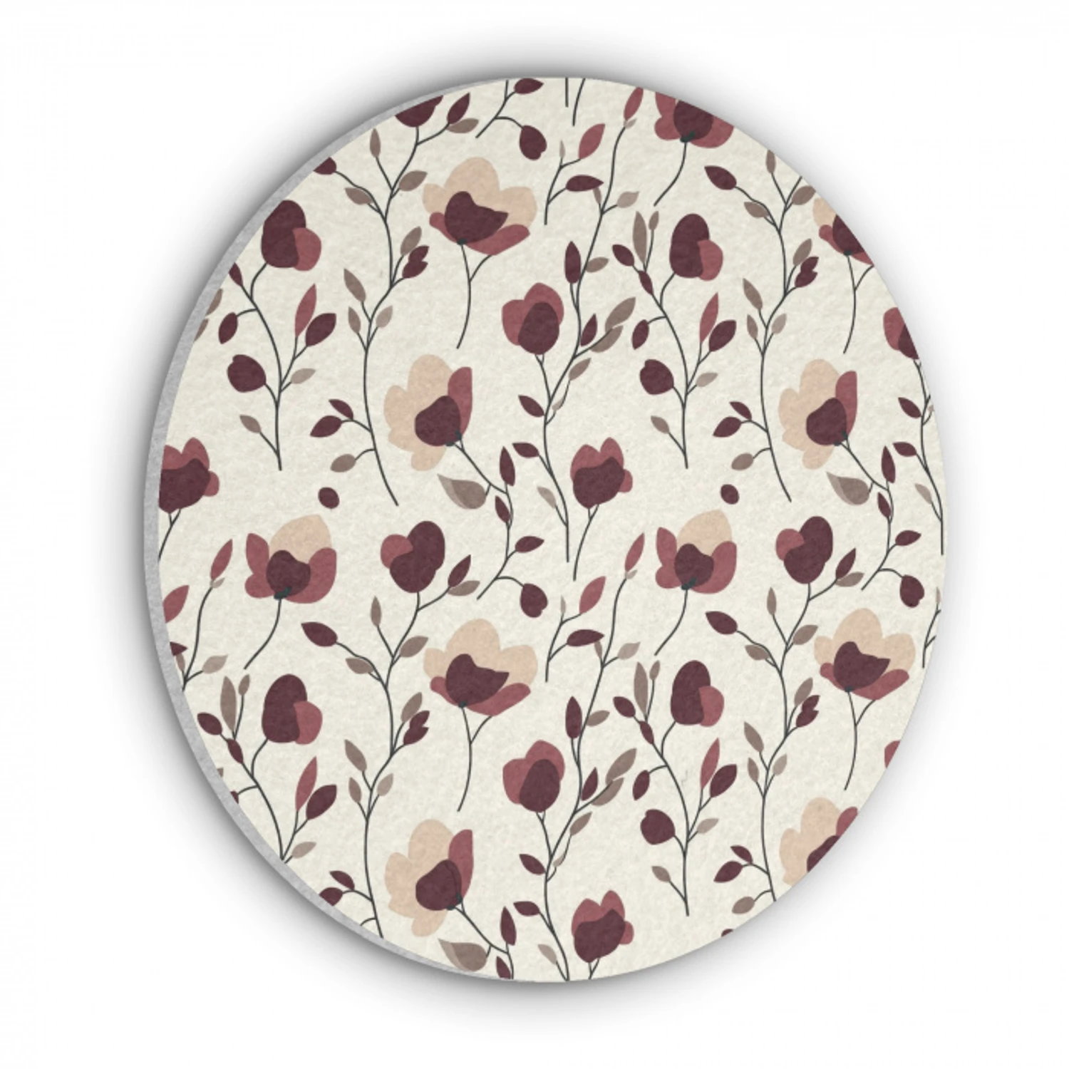 Bloemen - Botanisch - Bordeaux Akoestische PET Vilt - Rond klein 838 -3d