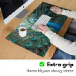 Pauw - Veren - Blauw Muismat XXL klein -sfeer3