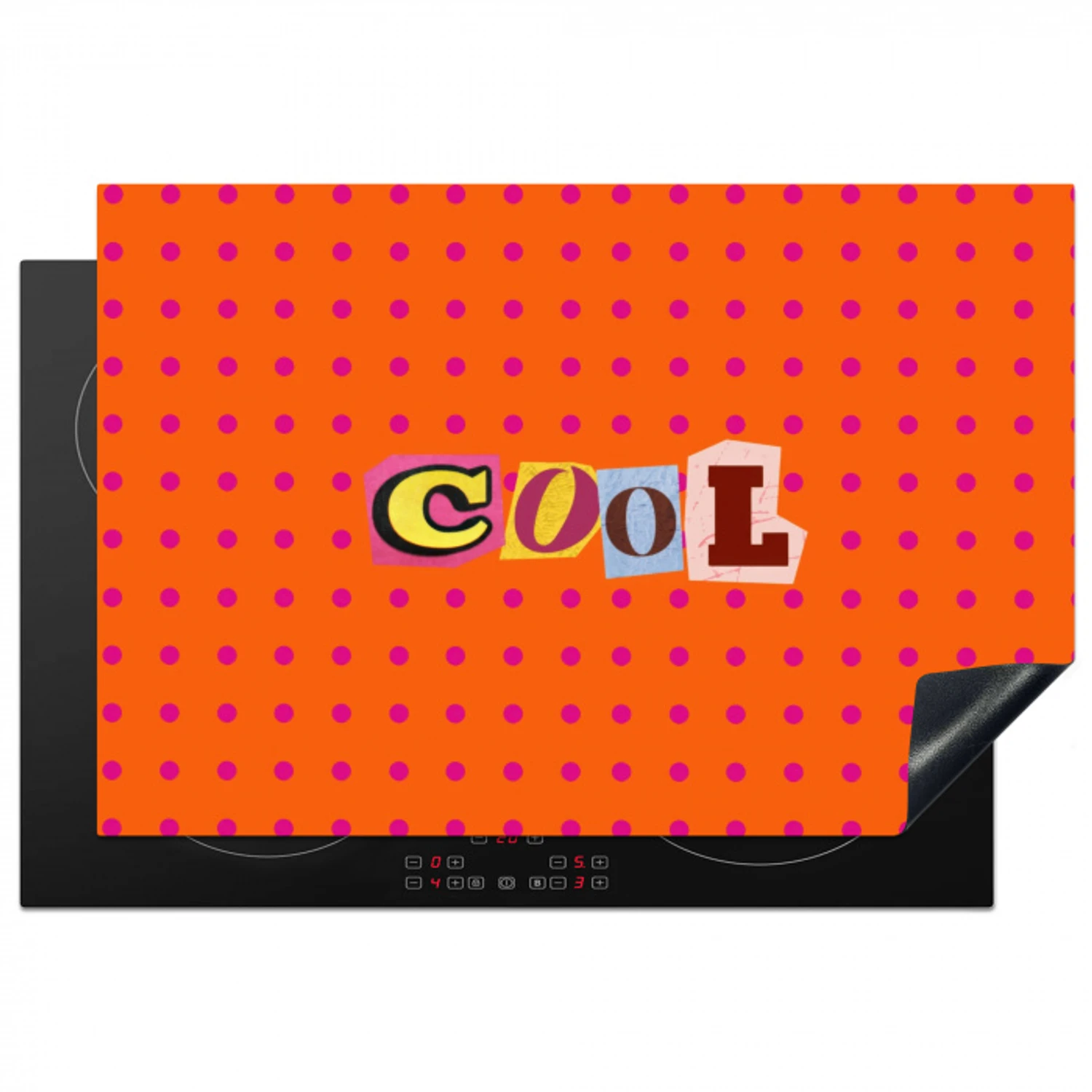 Cool - Stippen - Oranje Inductie beschermer vinyl 3mm klein -3d