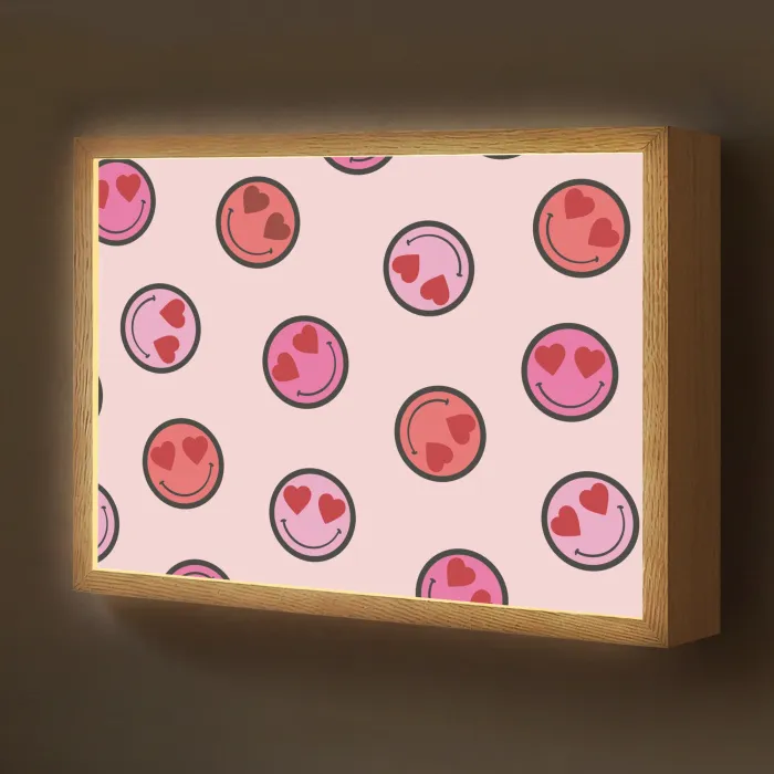 Smileys - Hartjes - Roze Light Box met batterij (Wandlamp kind) middel -z3d_website