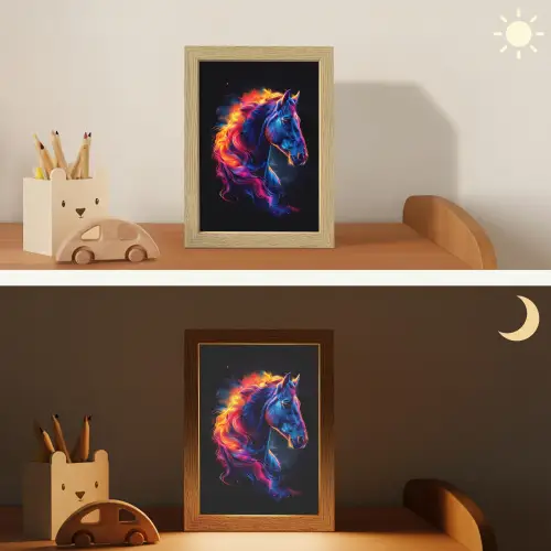 Paard - Dier - Rook - Zwart - Kleuren Light Box met kabel klein -sfeer3_kind