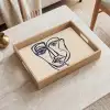 Minimalistisch - Lijnillustratie - Beige - Donkerblauw Dienblad Rechthoek middel -sfeer1