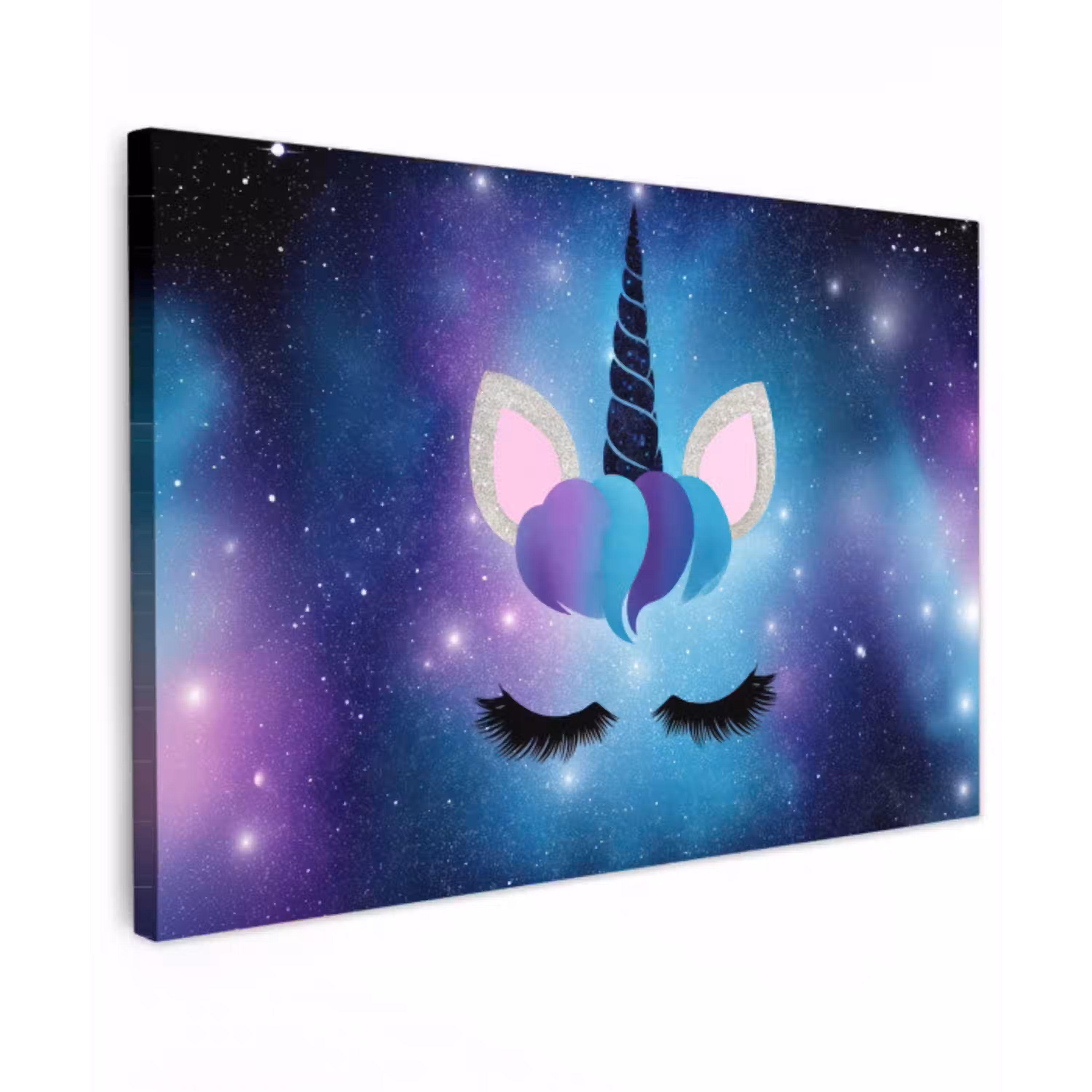 Eenhoorn - Sterrenstelsel - Magisch - Blauw canvas 2cm klein -z3d