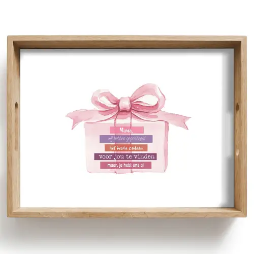 Cadeau - Strik - Tekst - Roze Dienblad Rechthoek middel -z3d_shopping