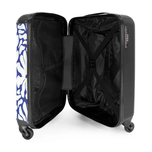 Abstract - Blauw/Wit Bloemenpatroon NBS - Handbagage koffer - Kinderen Unisex middel -binnenkant