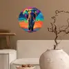 Olifant - Kleurrijk - Lucht - Abstract Wandcirkel behangsticker klein -sfeer1