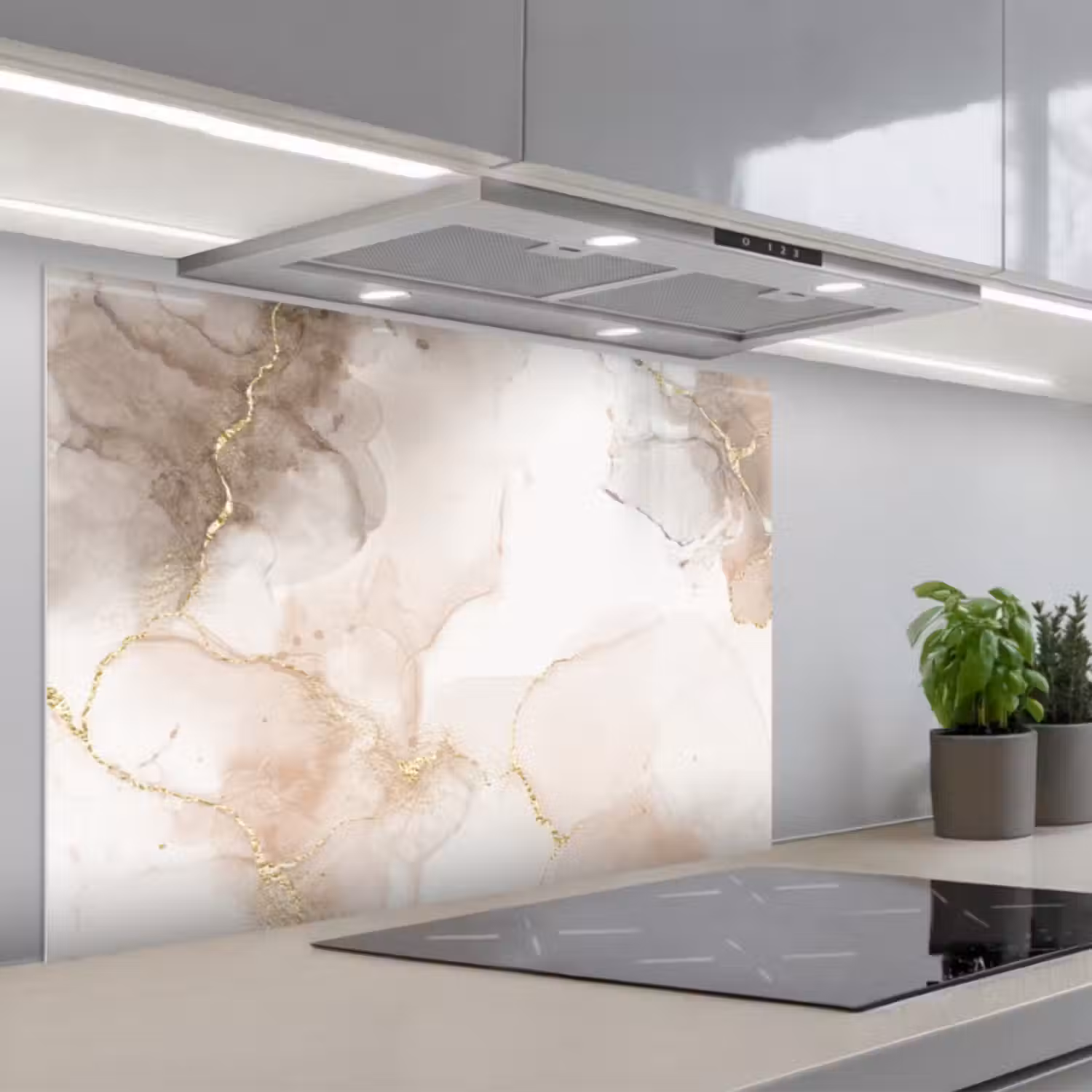 Spatscherm keuken - Marmer - Bruin - Gouden