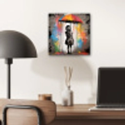 Meisje - Kunst - Paraplu - Graffiti - Kleuren - Muur aluminium wit klein -sfeer5