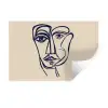 Minimalistisch - Lijnillustratie - Beige - Donkerblauw Muursticker klein -3d