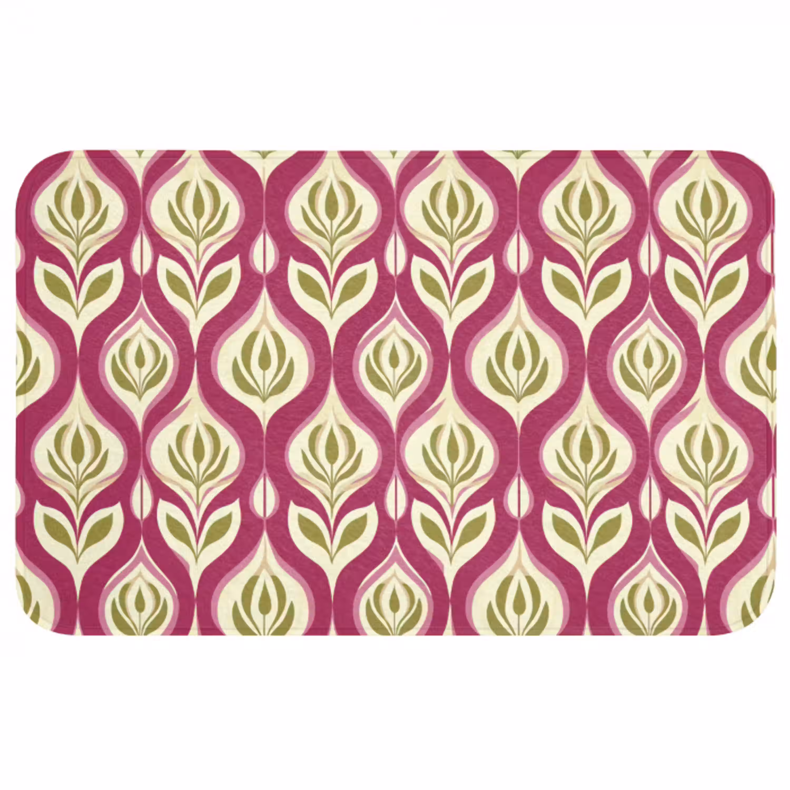 Retro - Floraal - Paars Badmat middel 997 -3d