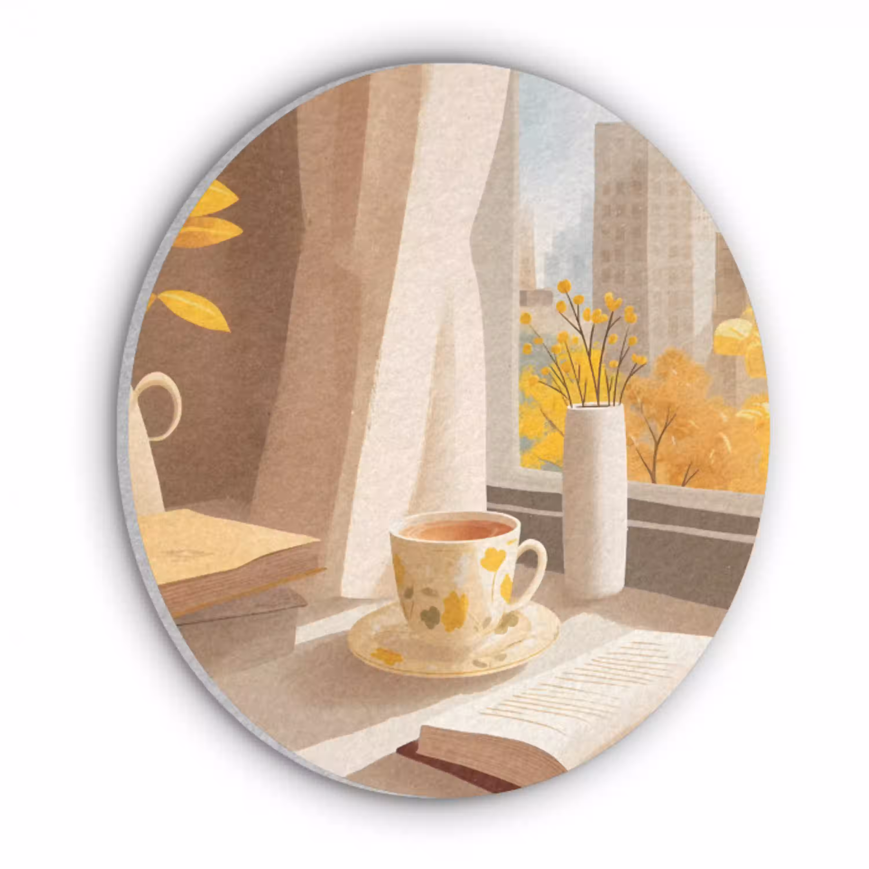 Thee - Boek - Thee - Herfst Akoestische PET Vilt - Rond klein -3d