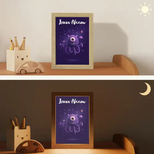 Monster - Paars - Ruimte Light Box met kabel (Kinderlampje) klein -sfeer3_kind