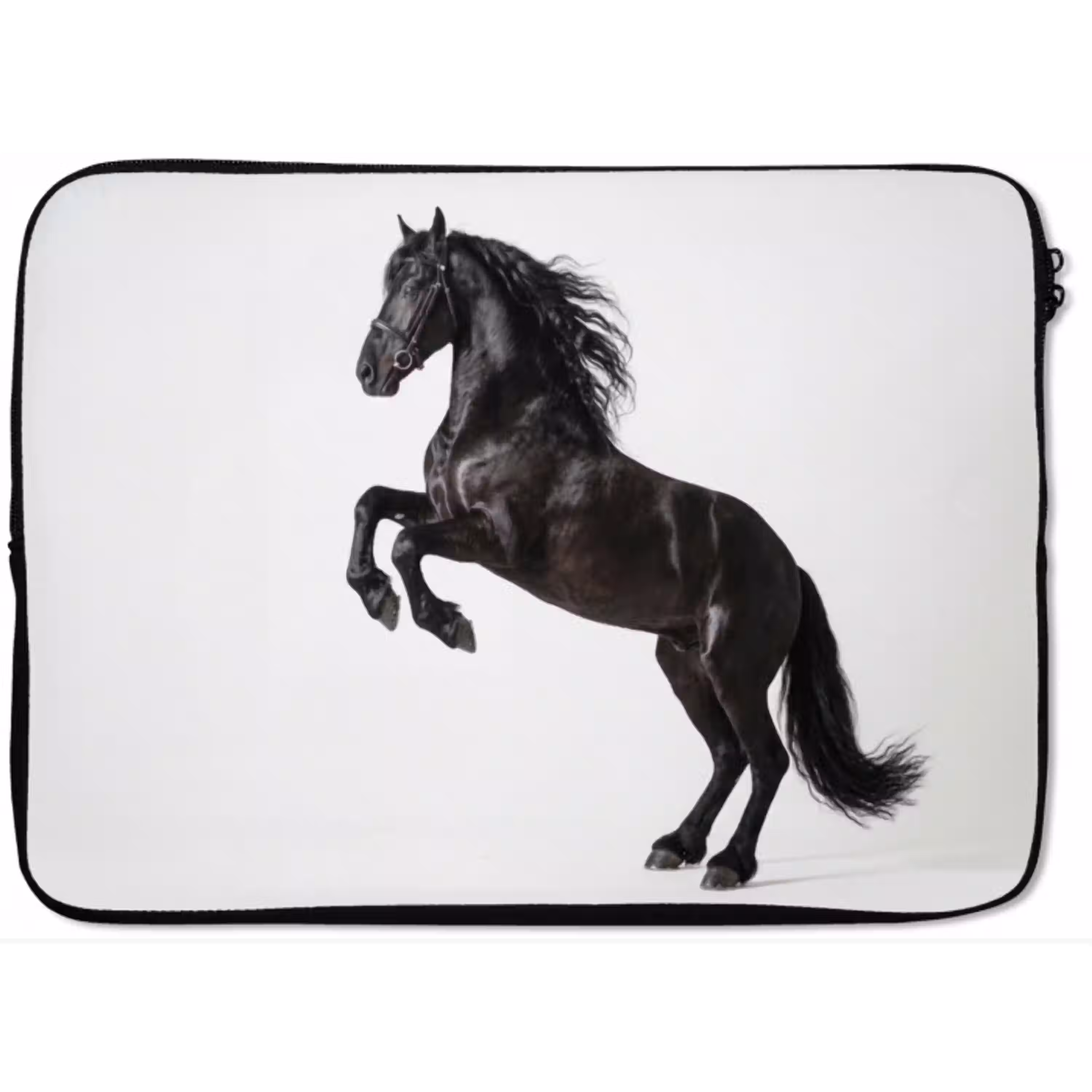 Zwart - Paard - Portret laptophoes neopreen klein -zkaufland3dotto