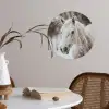 Paard - Wit - Winter - Natuur - Sneeuw - Dieren Wandcirkel behangsticker klein -sfeer3