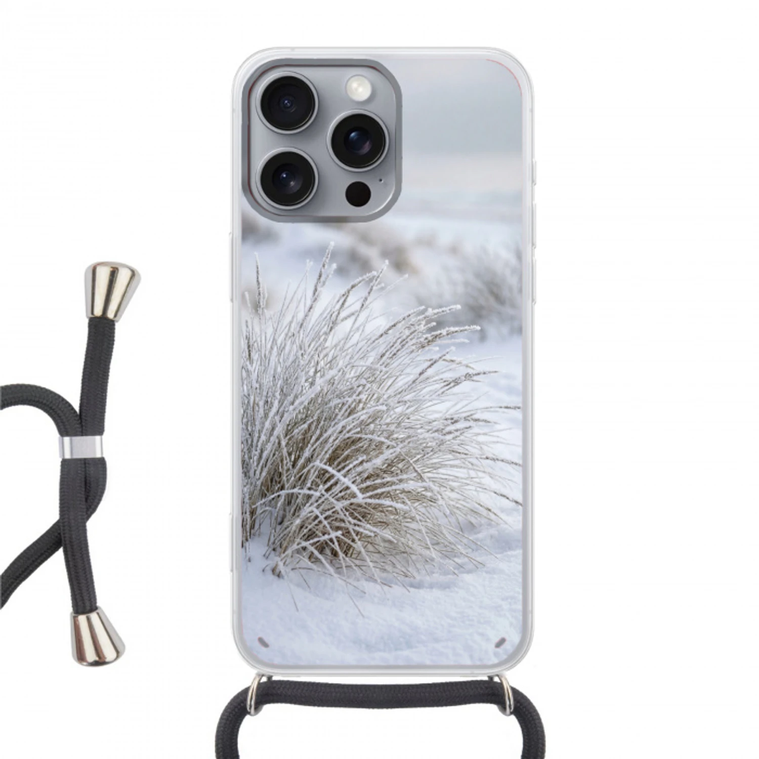 Duinen - Sneeuw - Strand - Winter - Serene Hoesje iPhone 16 Pro Max met koord klein -3d
