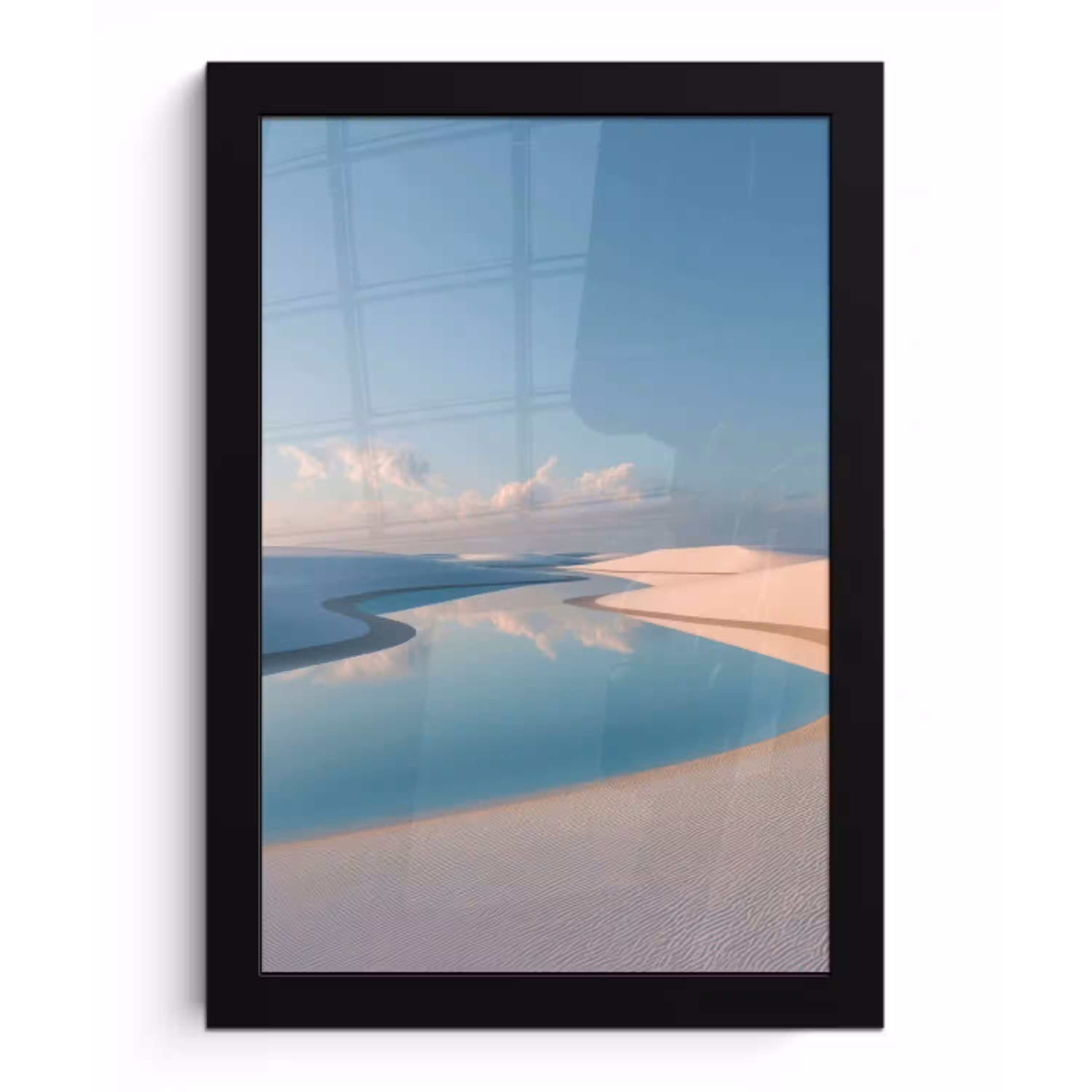 Duinen - Waterplas - Oneindige rust fotolijst zwart zonder passe partout klein -3d