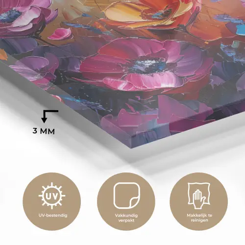 Bloemen - Botanisch - Kunst - Roze - Natuur plexiglas 5mm klein -sfeer2