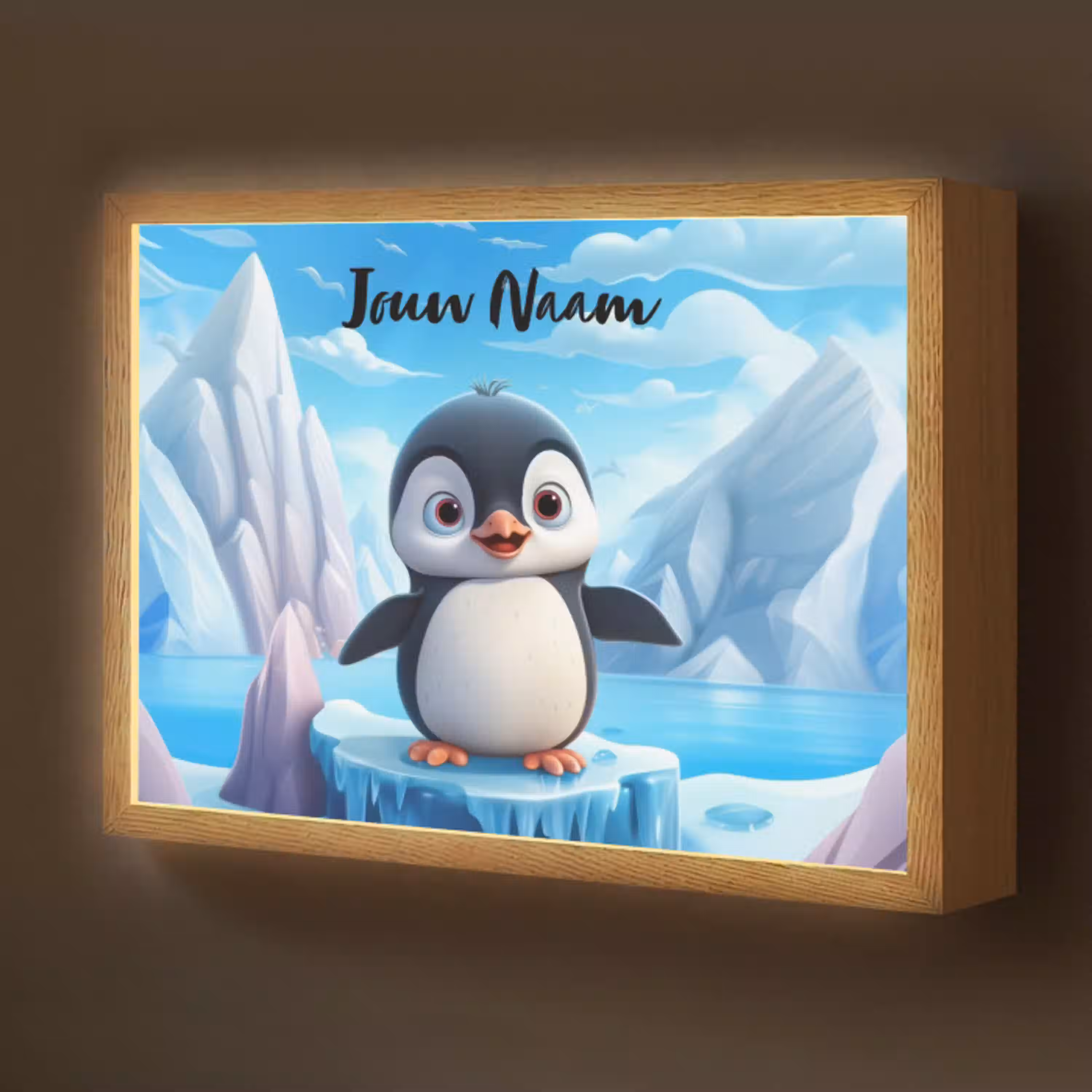 Pinguïn - Meisjes - Pooldieren - Kinderen Light Box met batterij (Wandlamp kind) middel -z3d_website