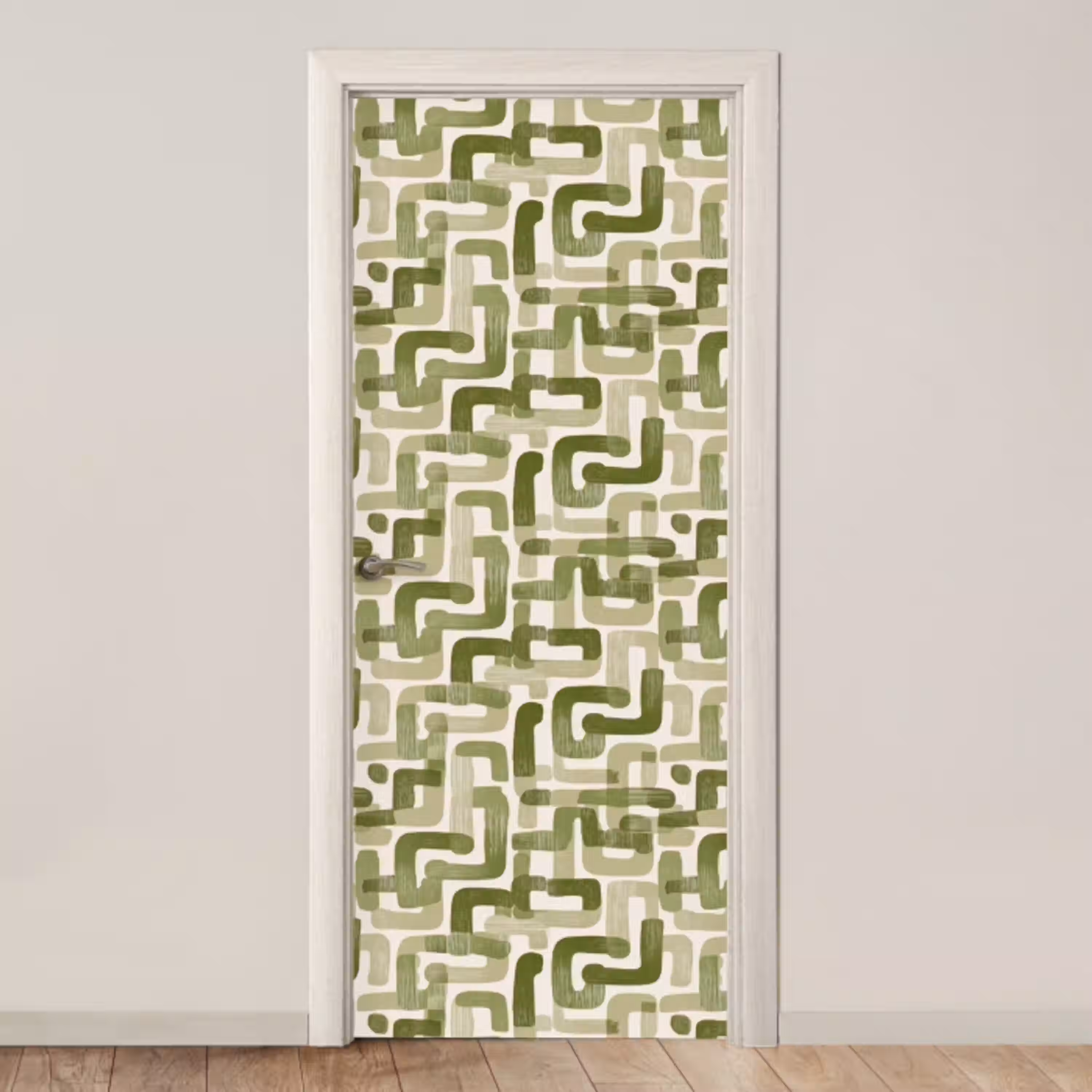 Modern - Grafisch - Groen deurposter klein 289 -3d_beige
