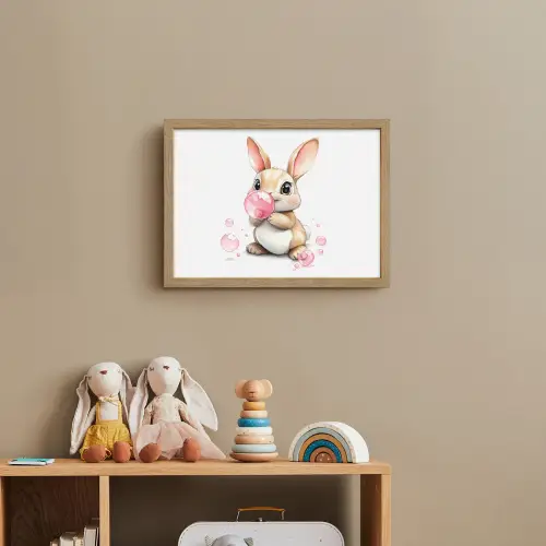 Konijn - Roze - Bellen Light Box met batterij (Wandlamp kind) middel -sfeer2_kind