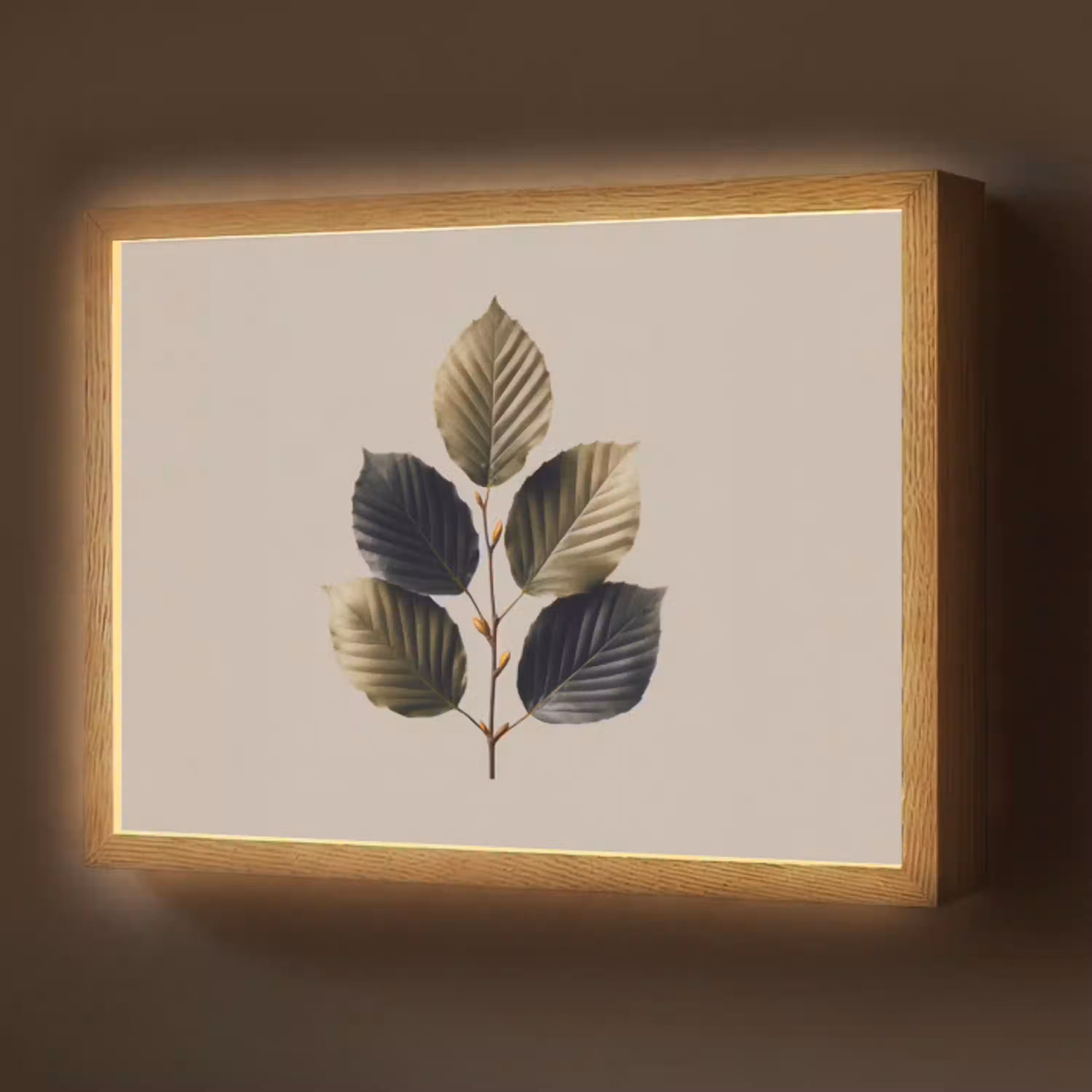 Beukenbladeren - Bruin - Groen - neutraal Light Box met batterij (Wandlamp) middel -z3d_website