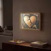 Gebroken hart - Goud - Houtlook - Liefde Light Box met batterij (Wandlamp) middel -sfeer1