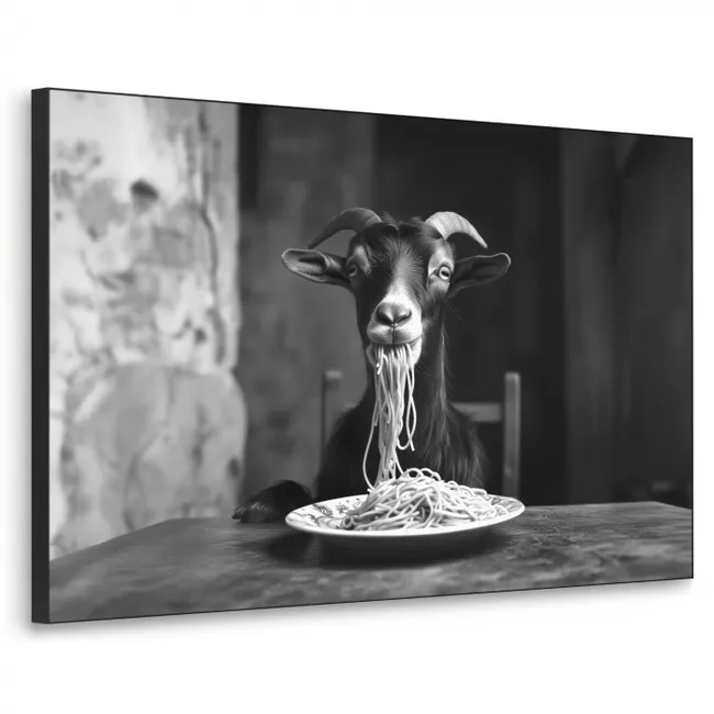 Art frame - Geit - Bord - Spaghetti - Zwart Wit